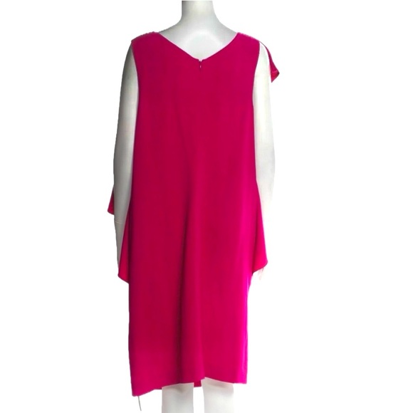 👠 💎 ESCADA Vintage 80s Magenta Draped Cape Holiday Dress | Cocktail Glam EU 46 - Picture 2 of 7